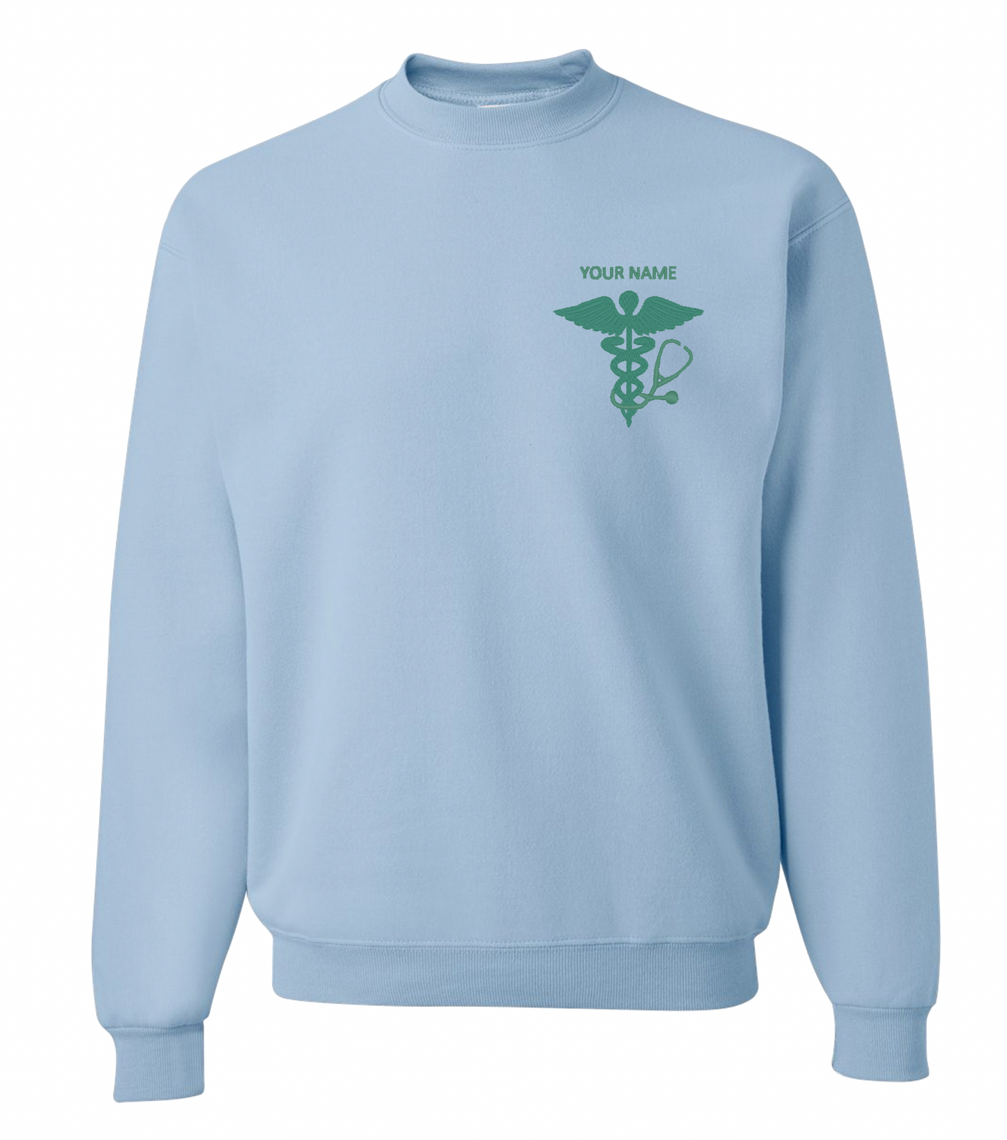 NWU Nursing Personalized Caduceus and Stethoscope Embroidered Crewneck - 5 Colors