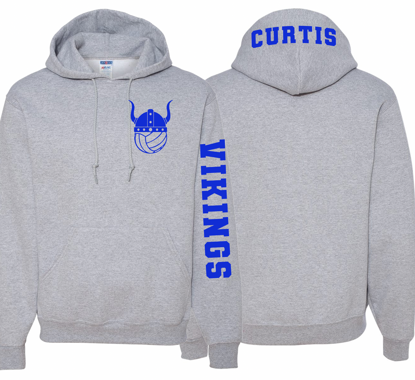 Curtis Vikings Volleyball Pocket Design Hoodie - Youth and Adult Sizes