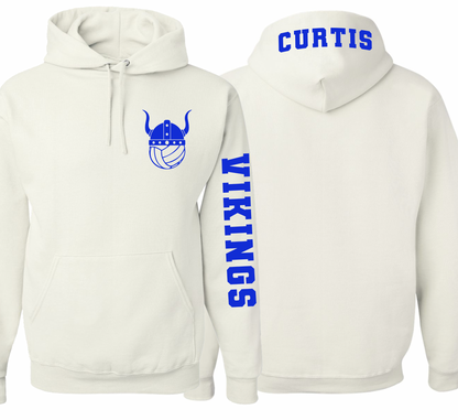 Curtis Vikings Volleyball Pocket Design Hoodie - Youth and Adult Sizes