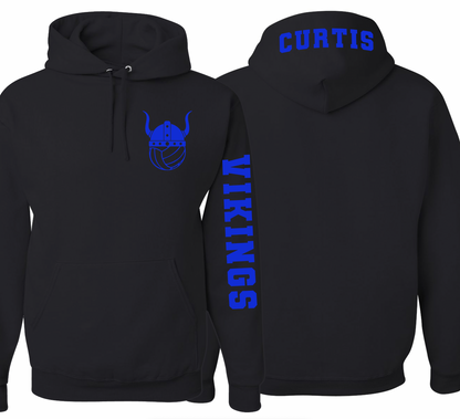 Curtis Vikings Volleyball Pocket Design Hoodie - Youth and Adult Sizes