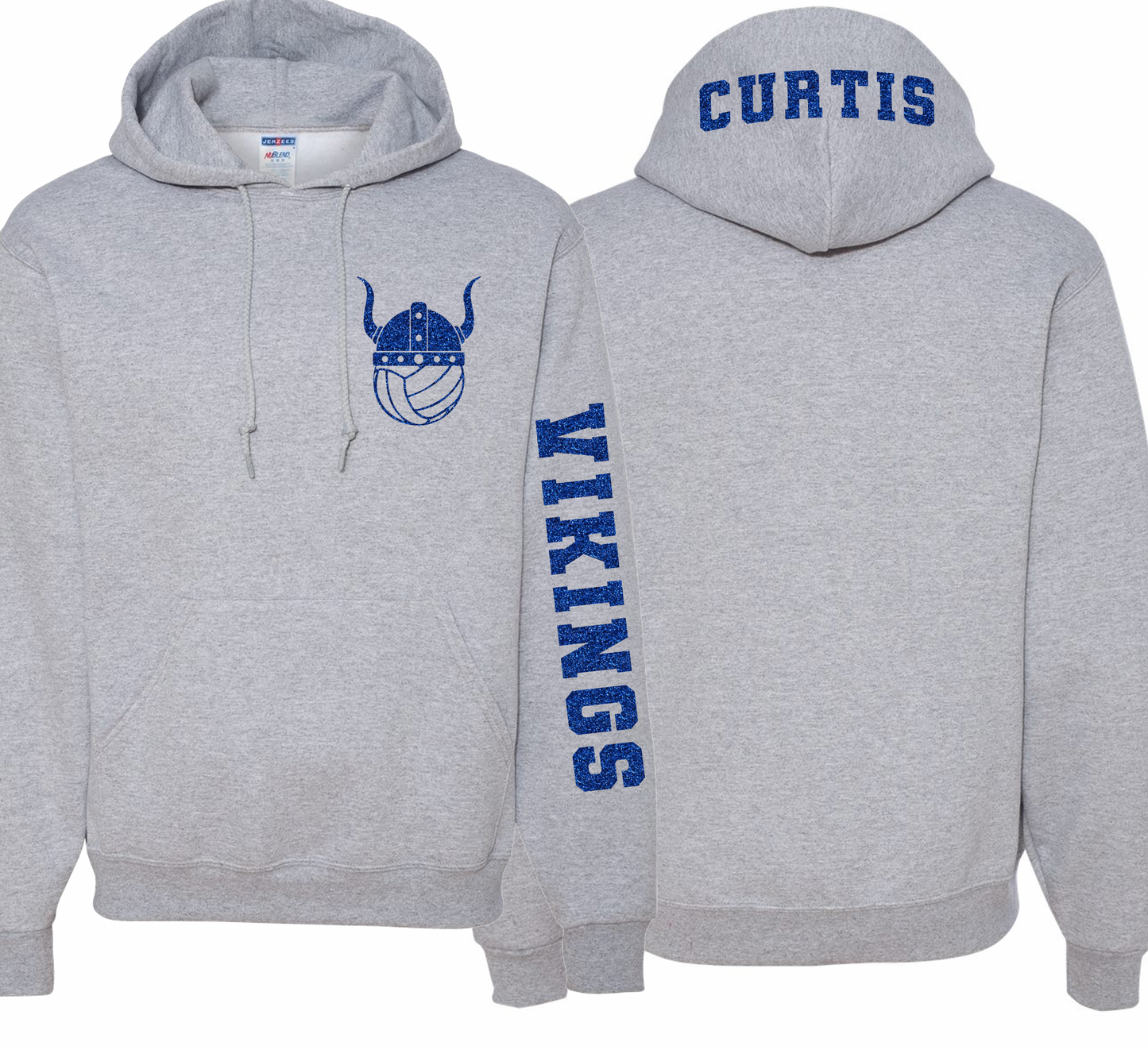 Curtis Vikings Volleyball Pocket Design Hoodie - Youth and Adult Sizes