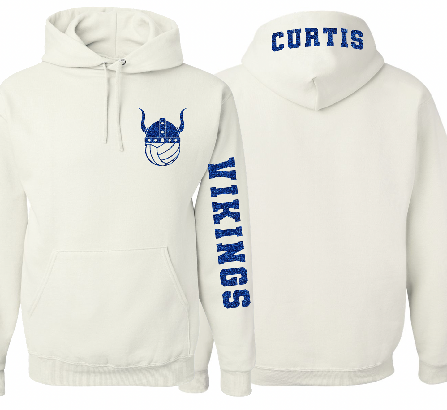 Curtis Vikings Volleyball Pocket Design Hoodie - Youth and Adult Sizes