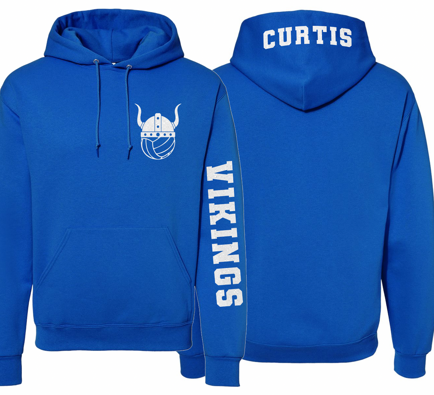 Curtis Vikings Volleyball Pocket Design Hoodie - Youth and Adult Sizes