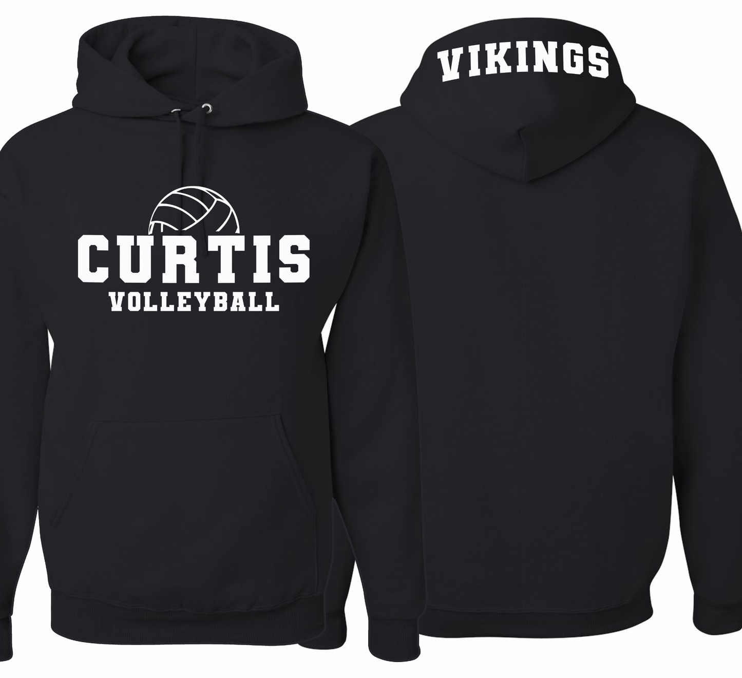 Curtis Vikings Volleyball Hoodie - Youth and Adult Sizes