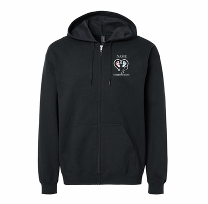 Embroidered Full Zip Hooded Sweatshirt