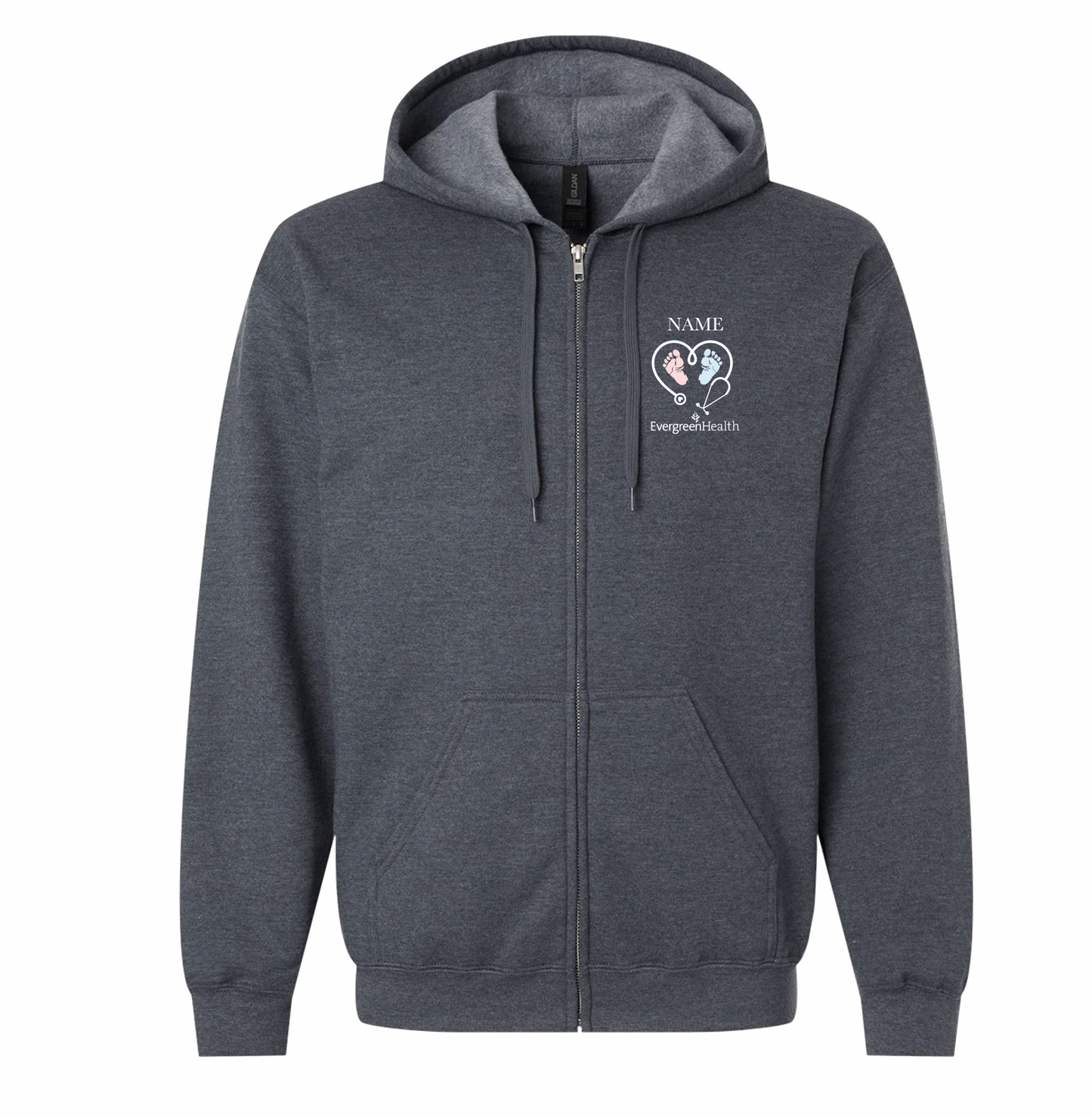 Embroidered Full Zip Hooded Sweatshirt