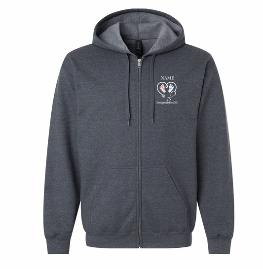 Embroidered Full Zip Hooded Sweatshirt
