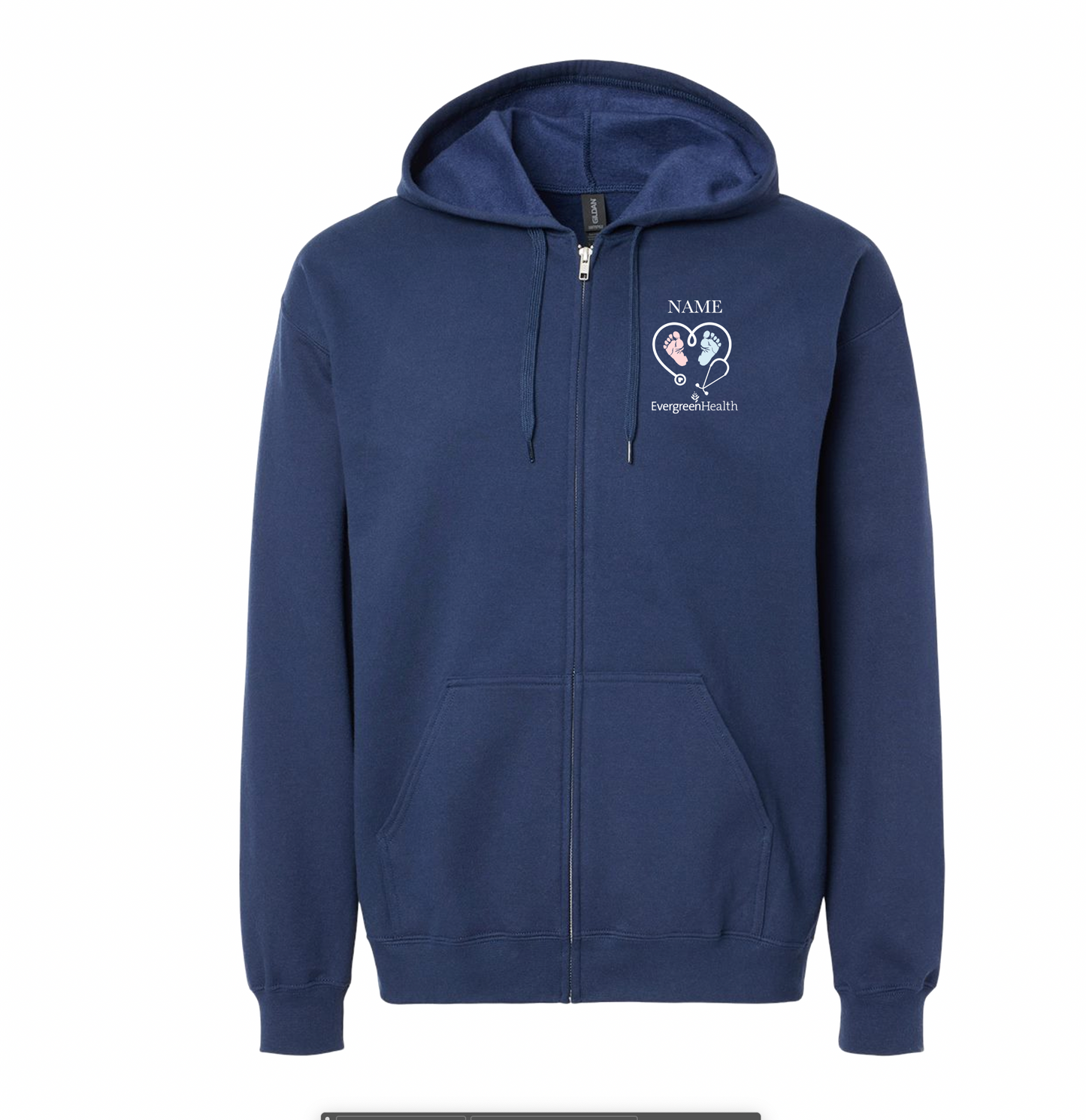Embroidered Full Zip Hooded Sweatshirt