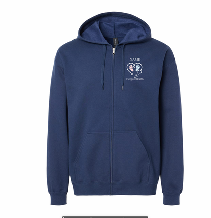 Embroidered Full Zip Hooded Sweatshirt