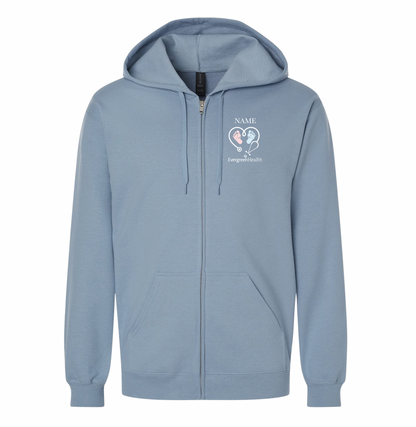 Embroidered Full Zip Hooded Sweatshirt