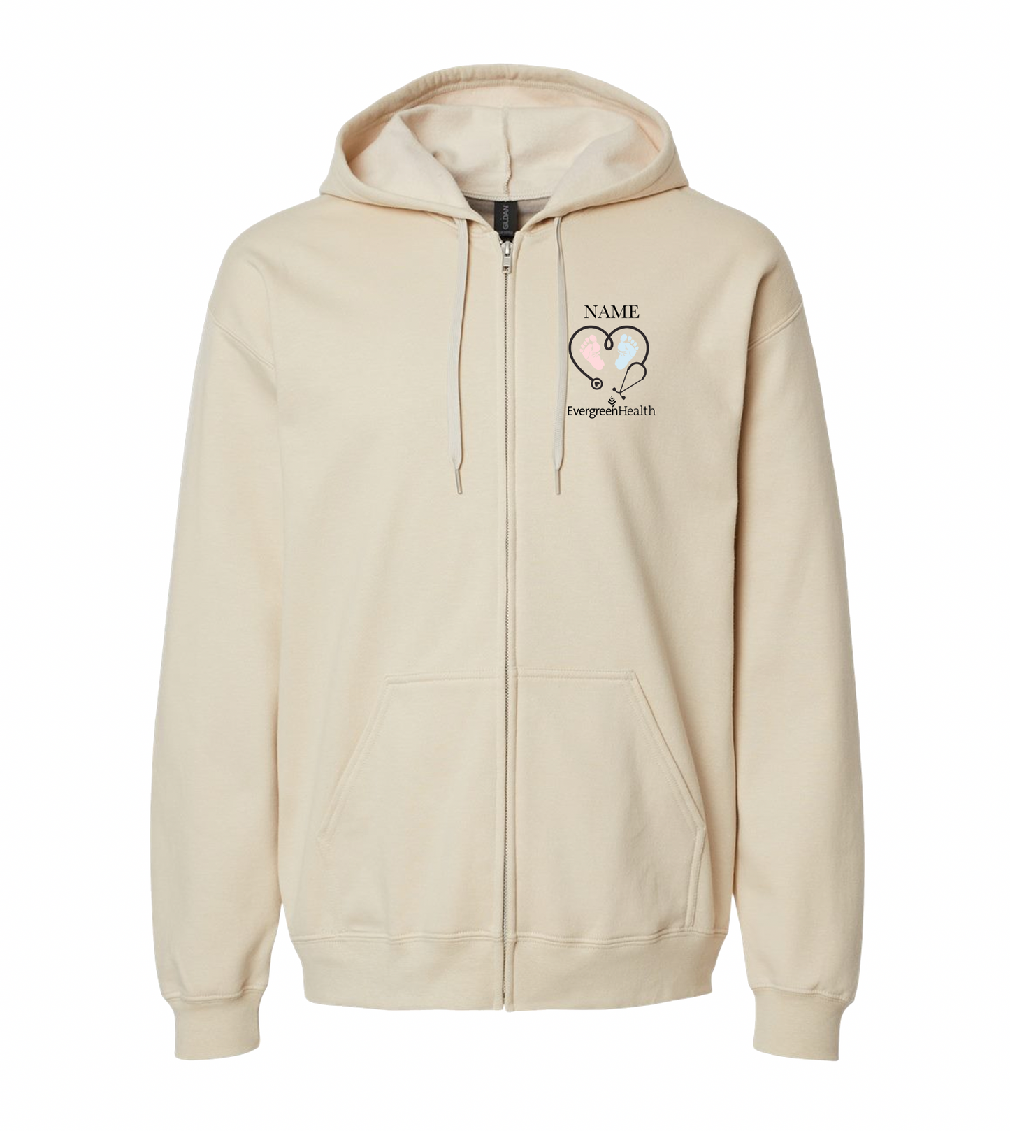 Embroidered Full Zip Hooded Sweatshirt