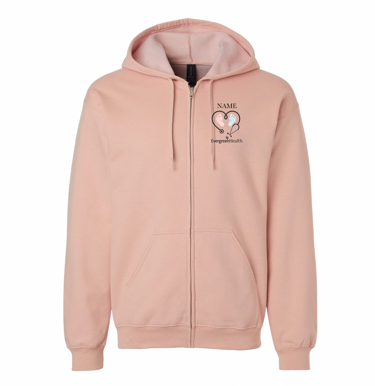 Embroidered Full Zip Hooded Sweatshirt