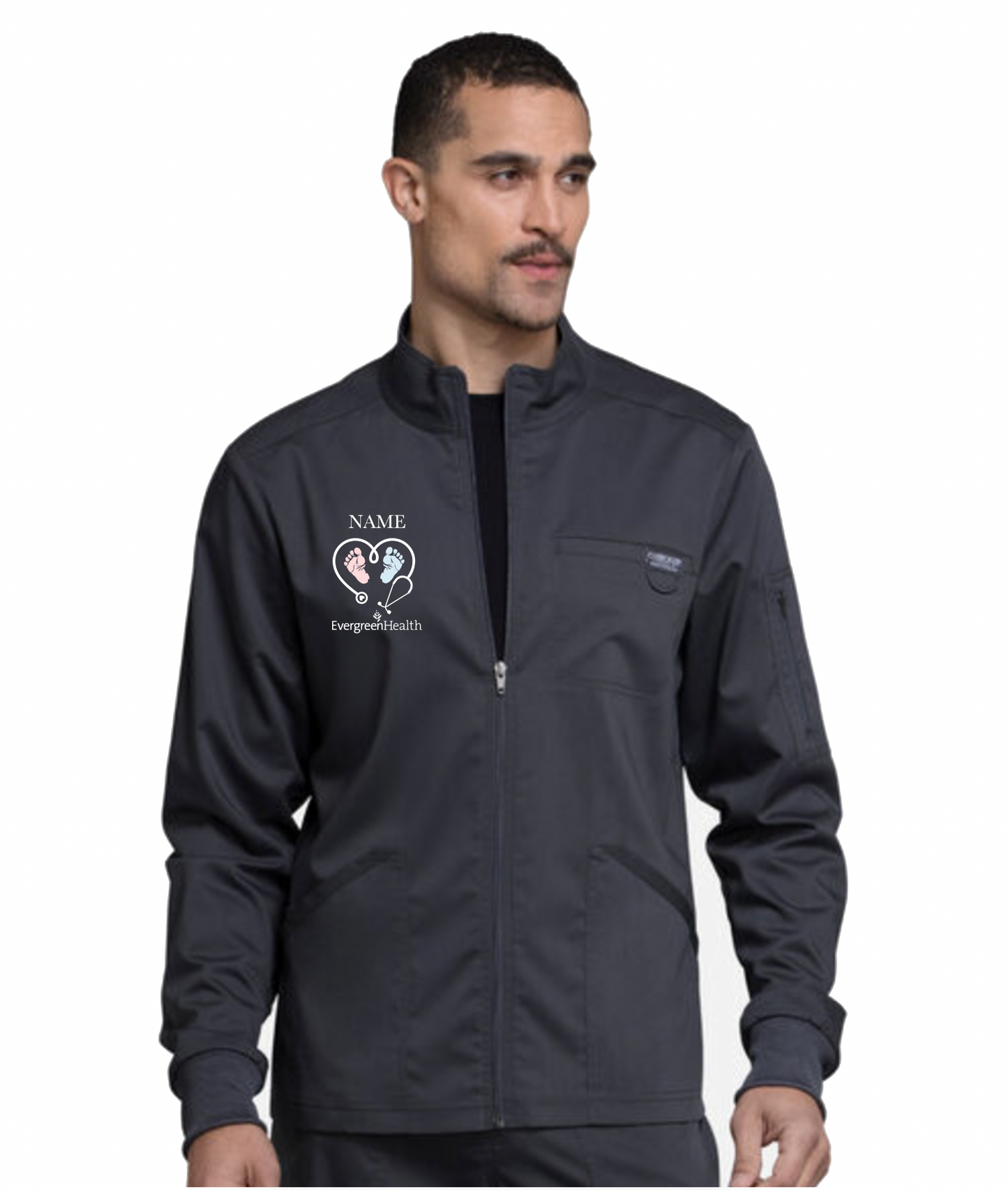Embroidered Full Zip Unisex Scrub Jacket