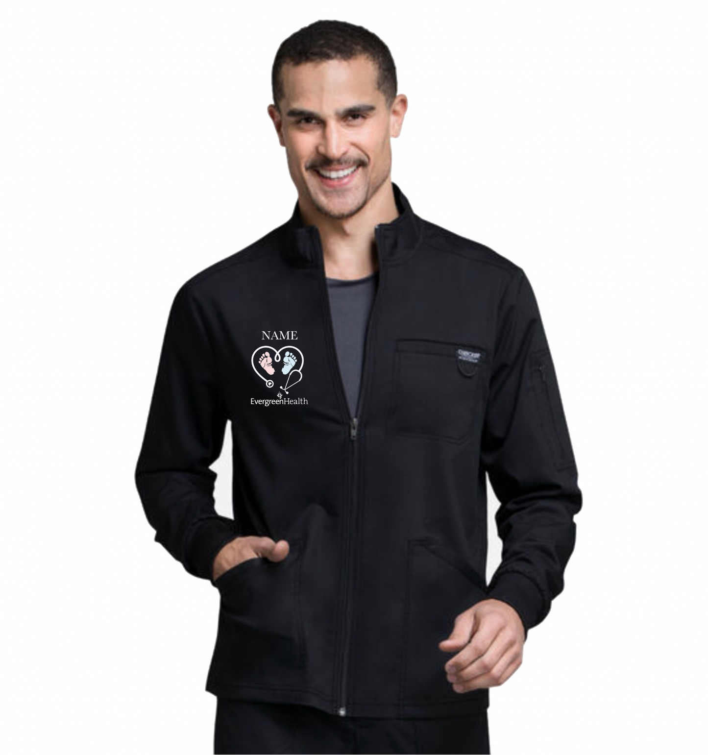 Embroidered Full Zip Unisex Scrub Jacket
