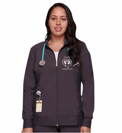 Embroidered Full Zip Women's Scrub Jacket