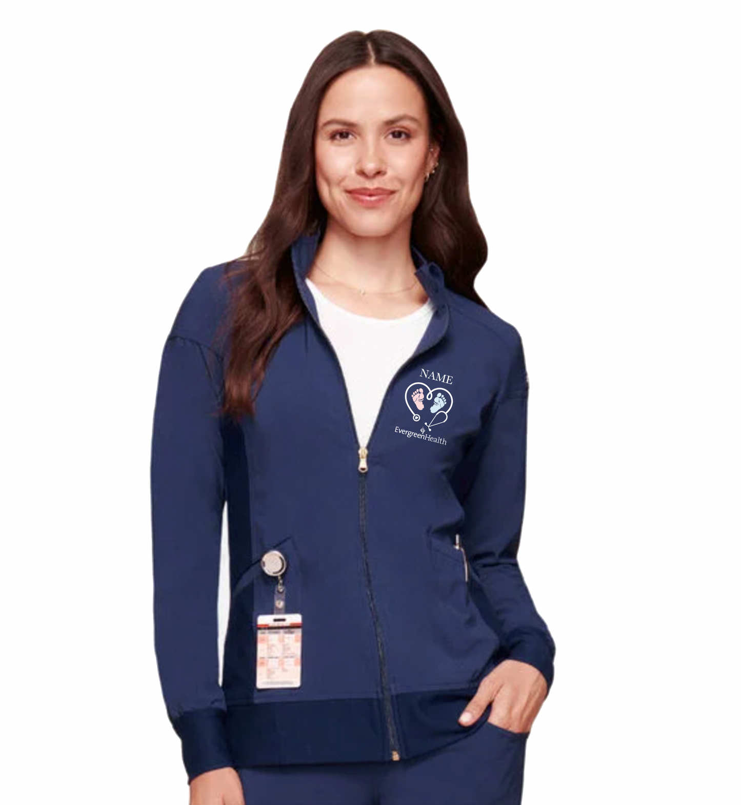 Embroidered Full Zip Women's Scrub Jacket