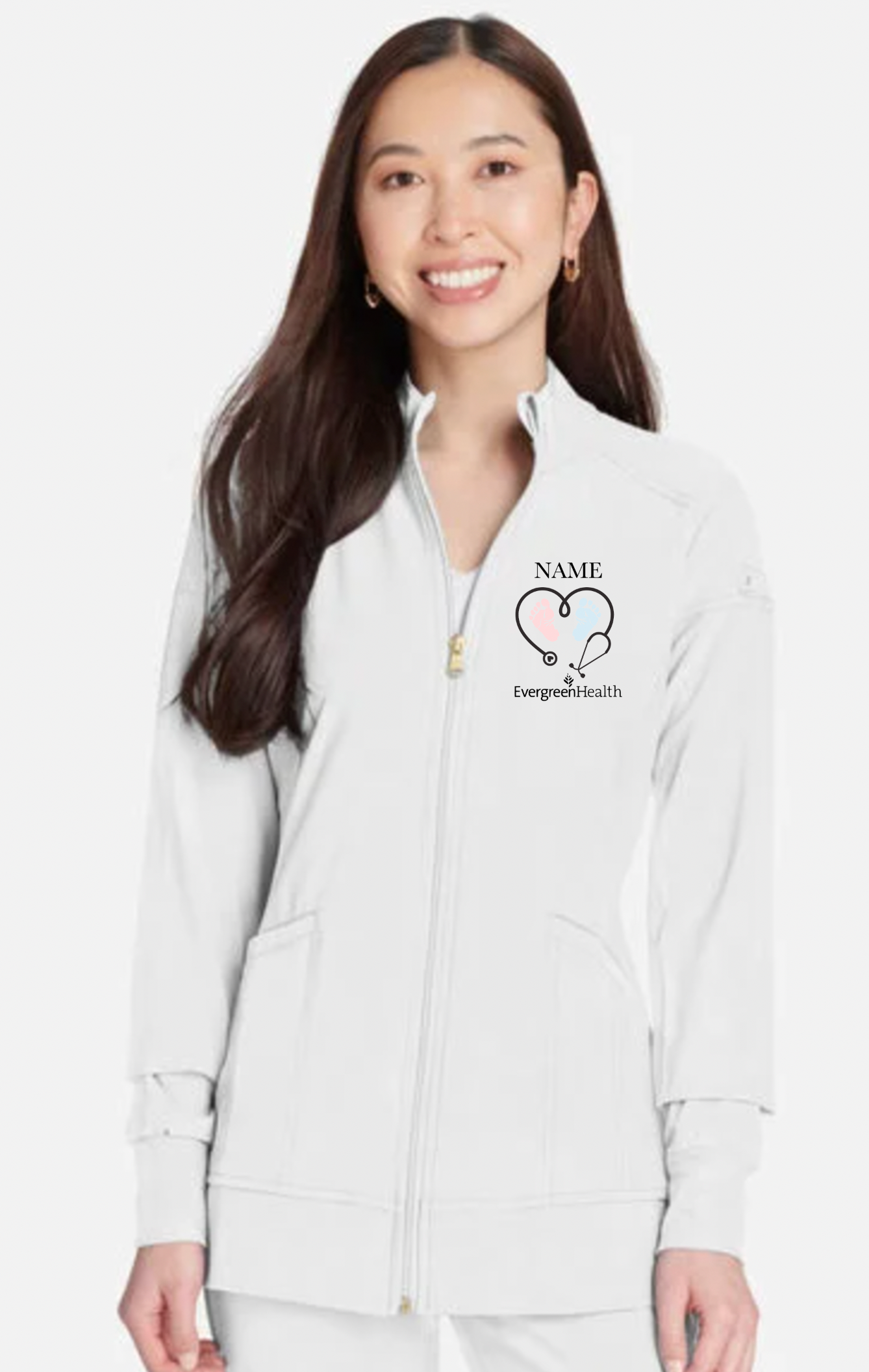 Embroidered Full Zip Women's Scrub Jacket