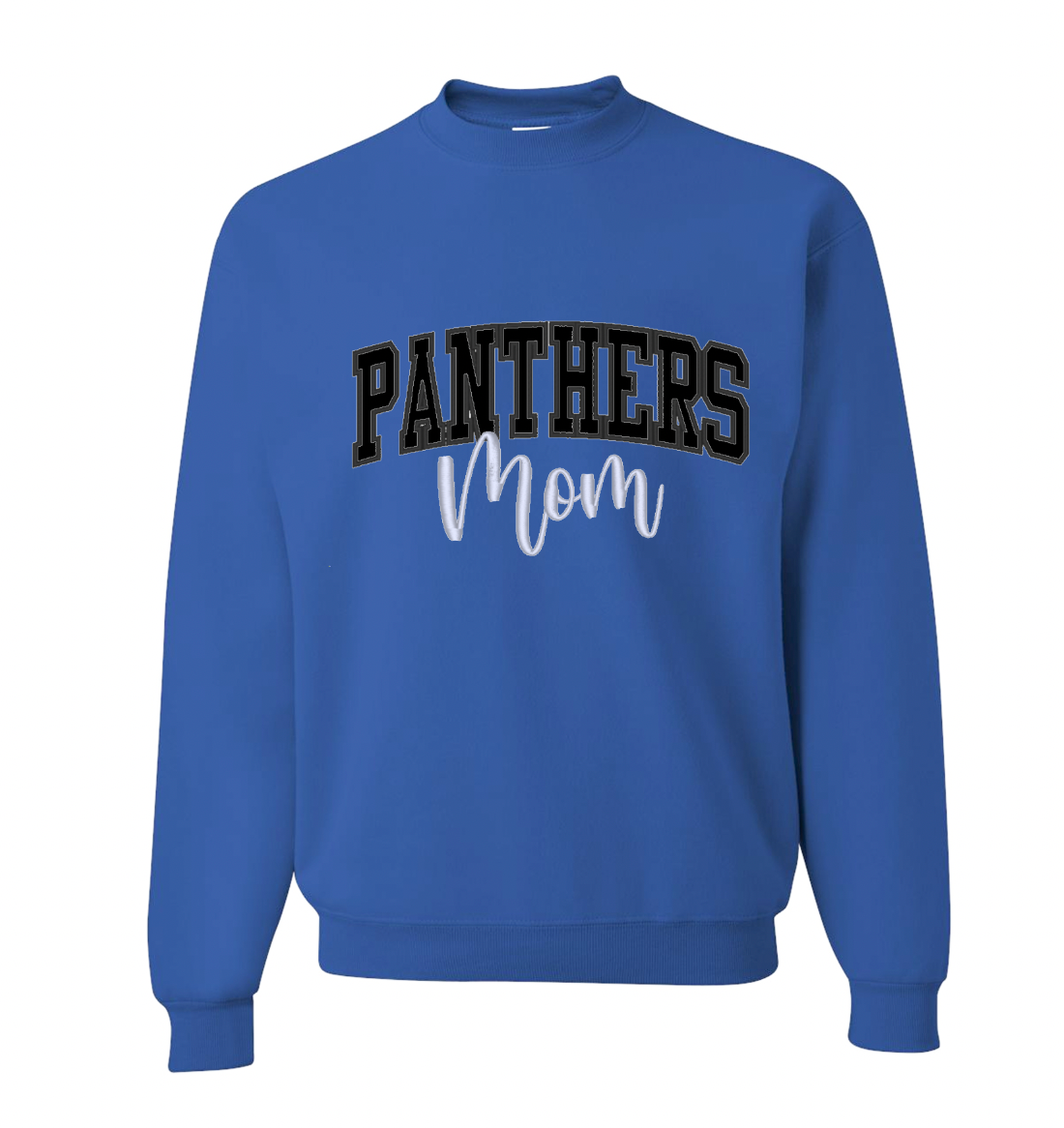 Embroidery/Glitter Panthers Adult Crewneck Sweatshirts - 2 Colors