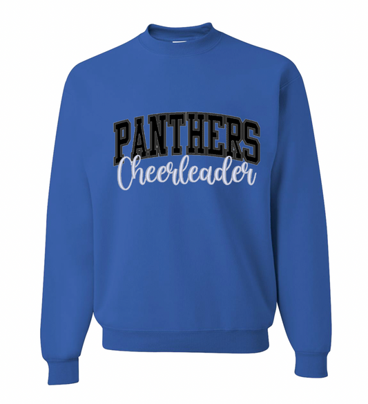Embroidery/Glitter Panthers Youth Crewneck Sweatshirt - 2 Colors