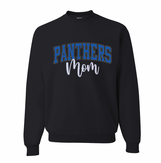 Embroidery/Glitter Panthers Adult Crewneck Sweatshirts - 2 Colors