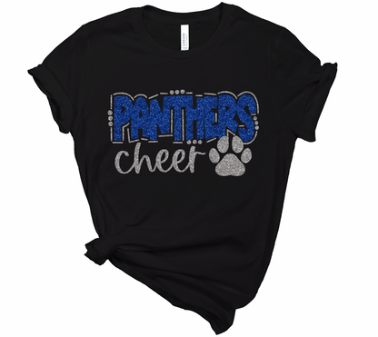 Panthers Cheer with Paw Tee - Adult and Youth