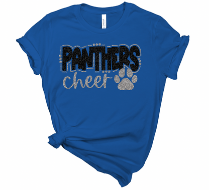 Panthers Cheer with Paw Tee - Adult and Youth