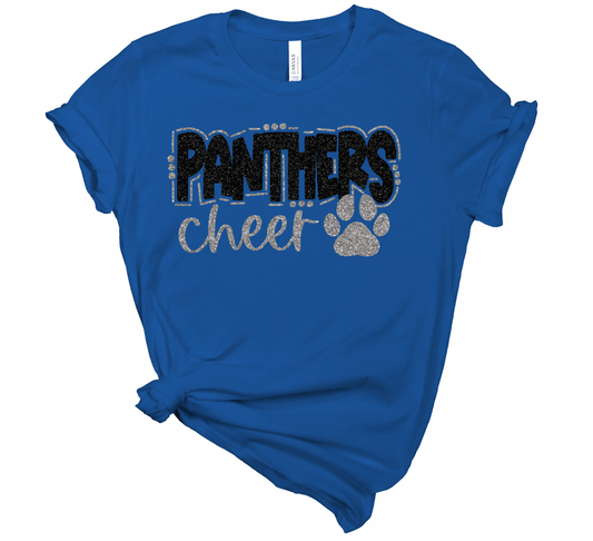 Panthers Cheer with Paw Tee - Adult and Youth