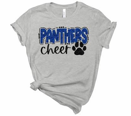 Panthers Cheer with Paw Tee - Adult and Youth