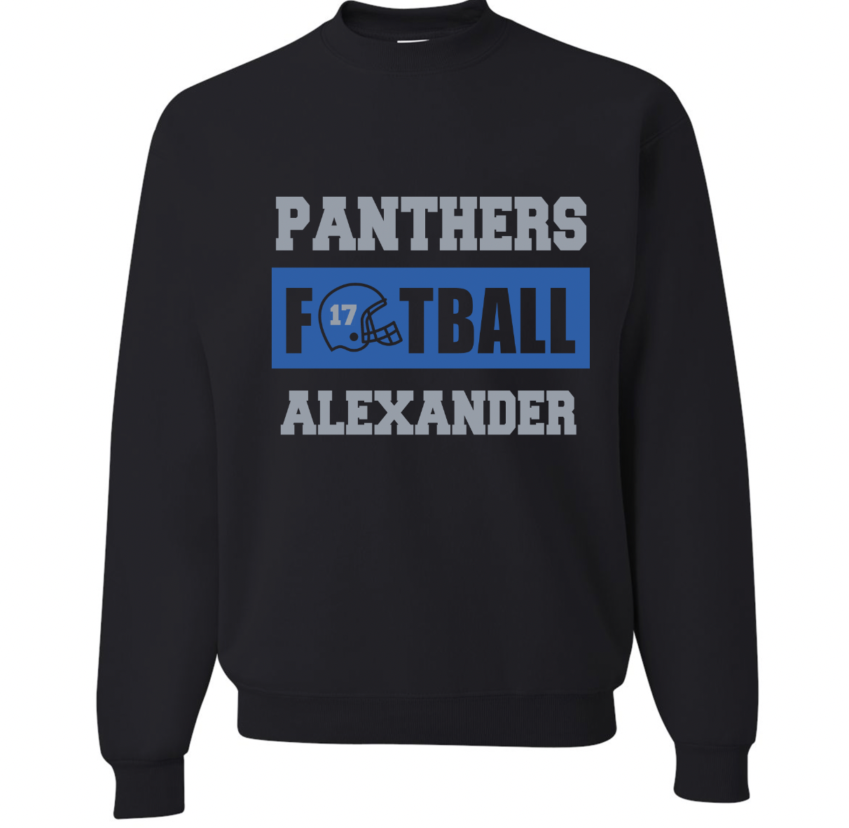 Panthers Football Personalized Crewneck Sweatshirt - Adult and Youth