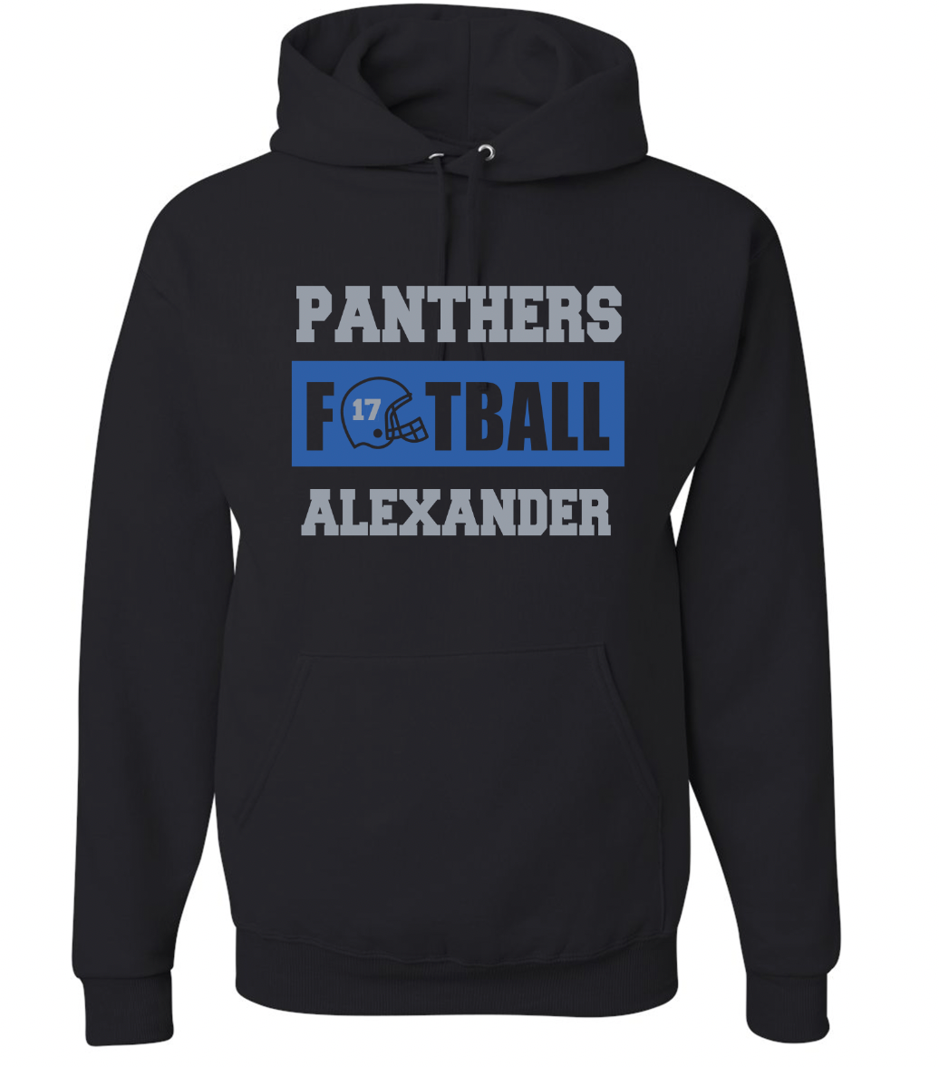 Panthers Football Personalized Hooded Sweatshirt - Adult and Youth