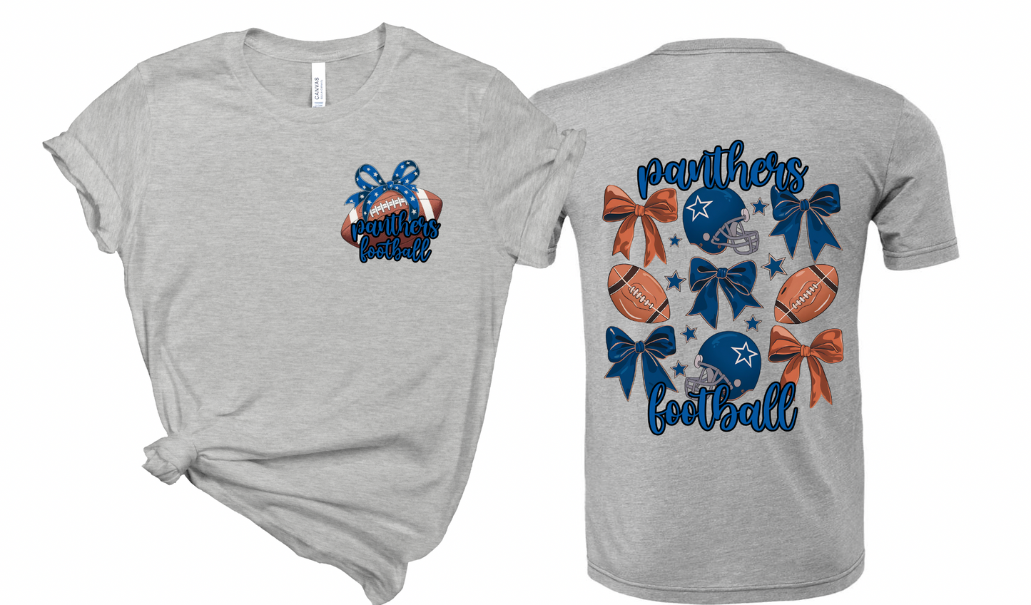 Panthers Football and Bows Tee - Adult and Youth