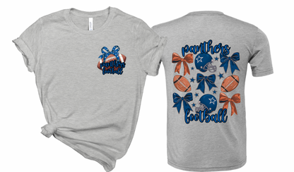 Panthers Football and Bows Tee - Adult and Youth