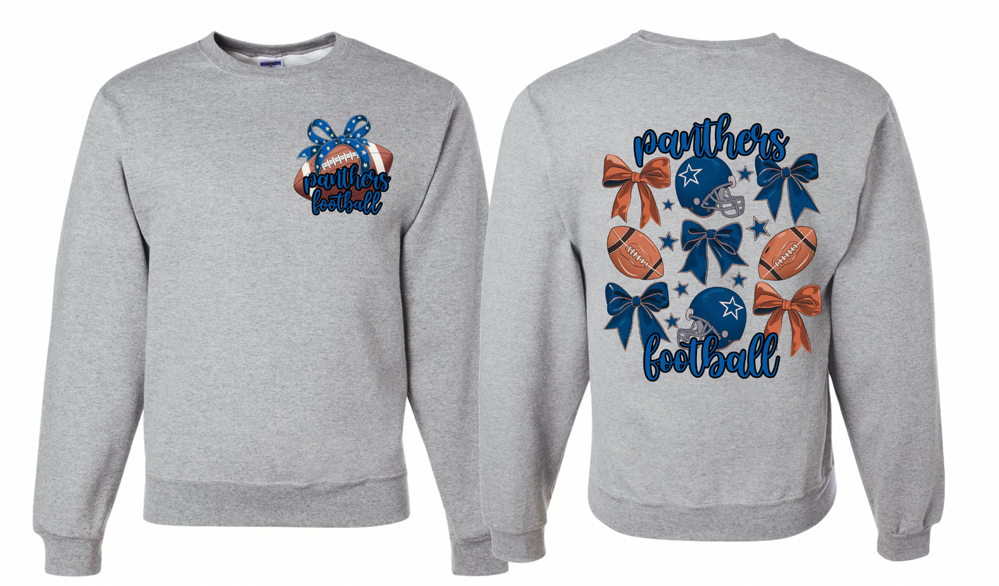 Panthers Football and Bow Crewneck Sweatshirt - Adult and Youth