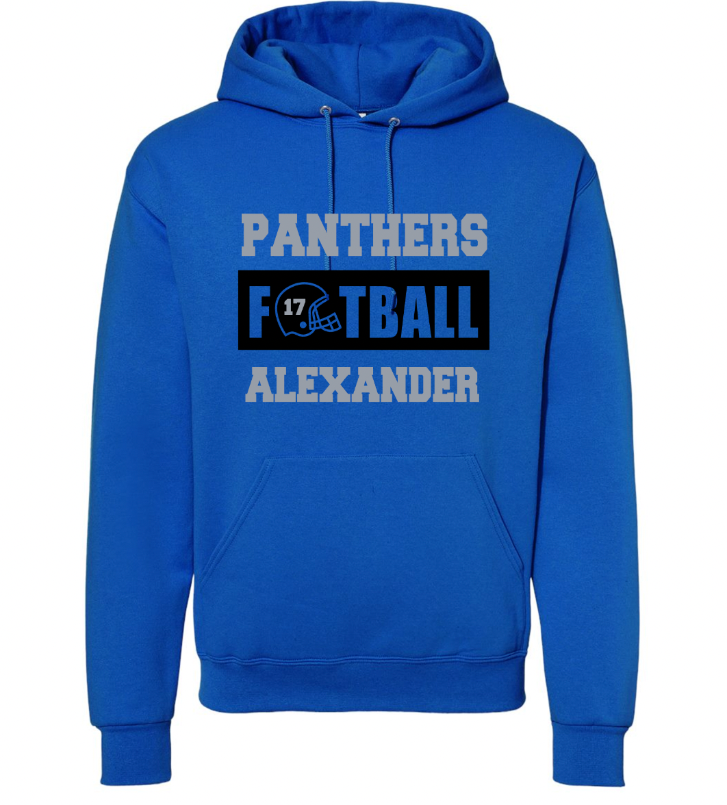 Panthers Football Personalized Hooded Sweatshirt - Adult and Youth