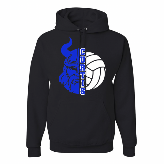 Curtis Volleyball Viking Face and Volleyball Hoodie | Youth and Adult