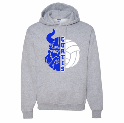 Curtis Volleyball Viking Face and Volleyball Hoodie | Youth and Adult