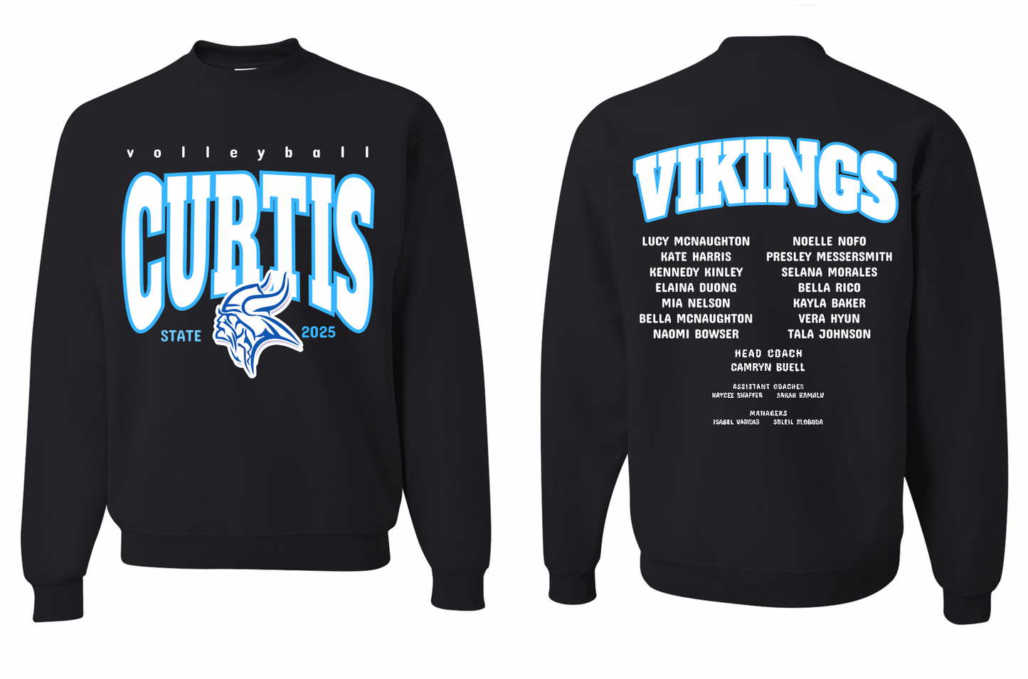 Curtis Vikings Volleyball 2025 State Crewneck