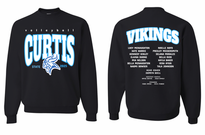 Curtis Vikings Volleyball 2025 State Crewneck