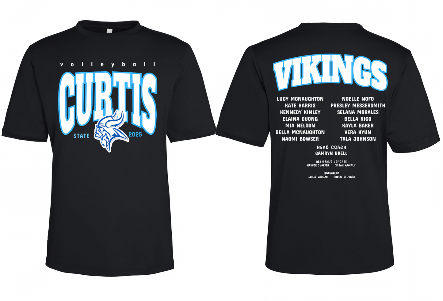 Curtis Vikings Volleyball 2025 State Performance Tee