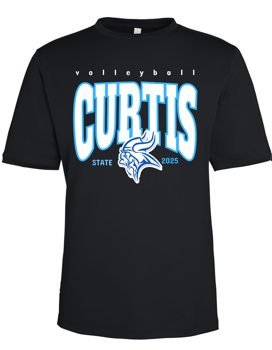 Curtis Vikings Volleyball 2025 State Performance Tee