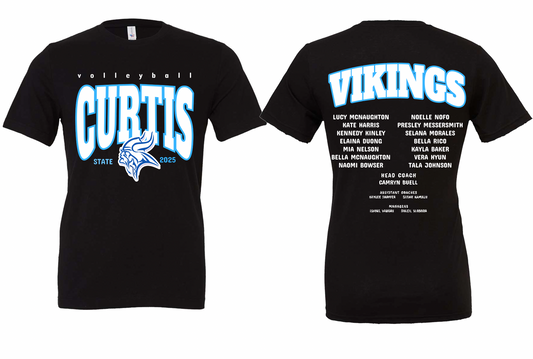 Curtis Vikings Volleyball 2025 State Cotton Tee
