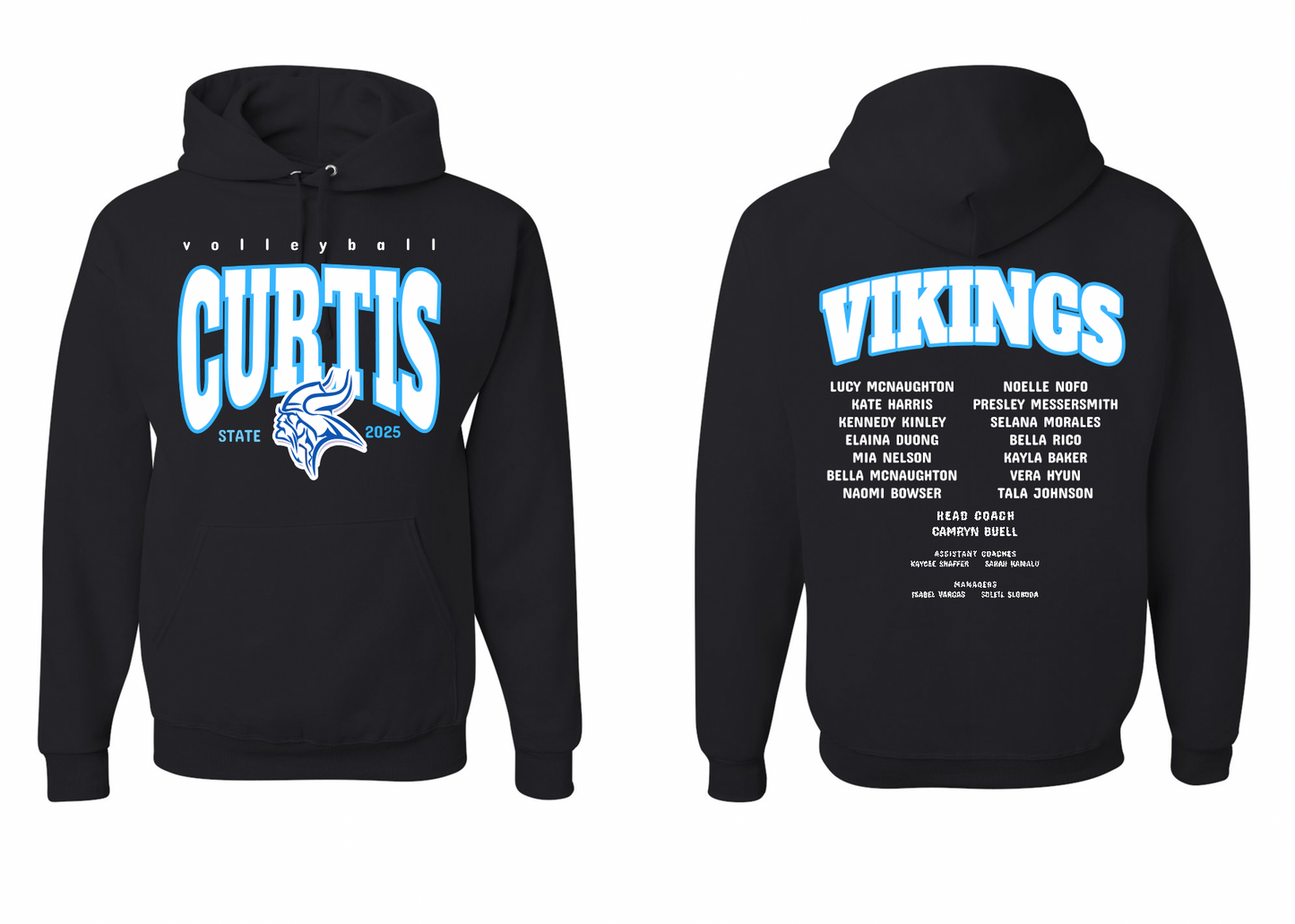 Curtis Vikings Volleyball 2025 State Hoodie