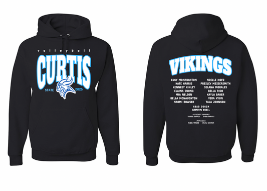 Curtis Vikings Volleyball 2025 State Hoodie