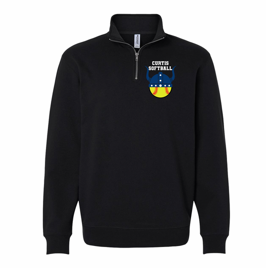 Curtis Softball Vikings Helmet Quarter Zip Sweatshirt | Youth and Adult