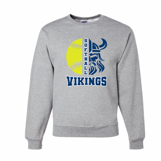 Curtis Viking Face and Softball Crewneck - Youth and Adult Sizes
