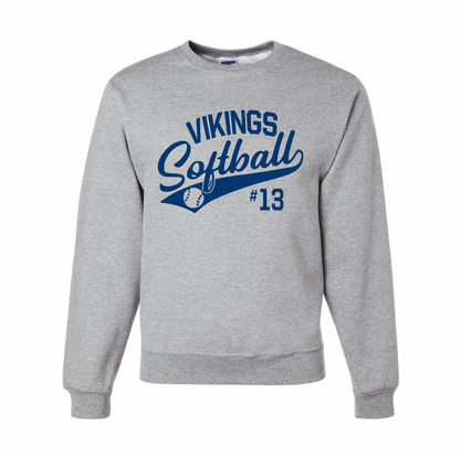 Vikings Softball Personalized Crewneck - Youth and Adult Sizes