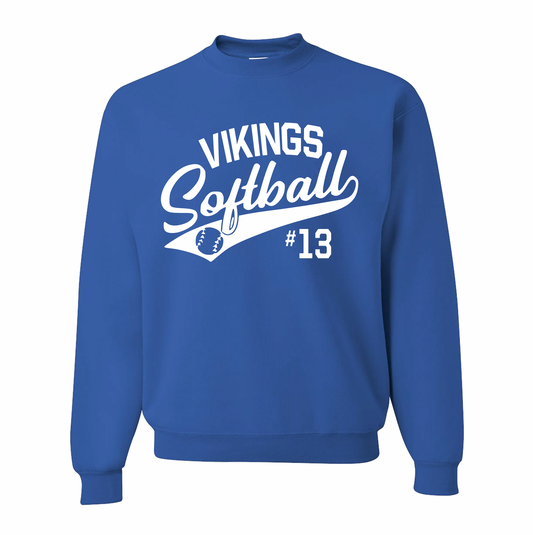 Vikings Softball Personalized Crewneck - Youth and Adult Sizes