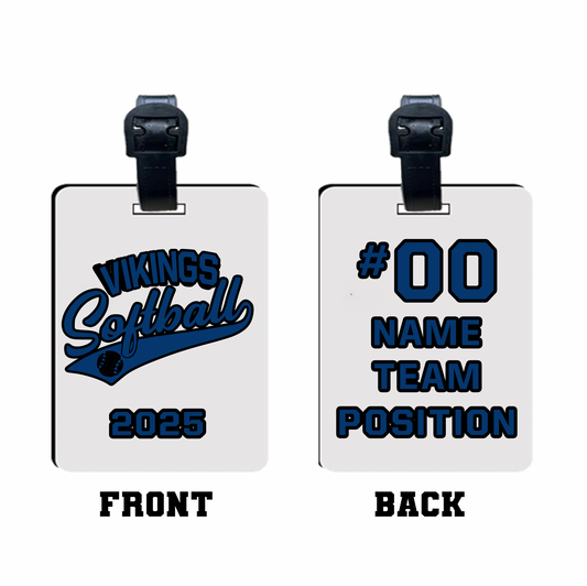 Softball Custom Bag Tag or Lanyard Tag
