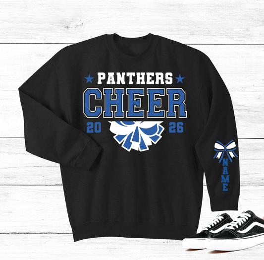 Personalized Panthers Cheer Puff and Glitter - Adult and Youth