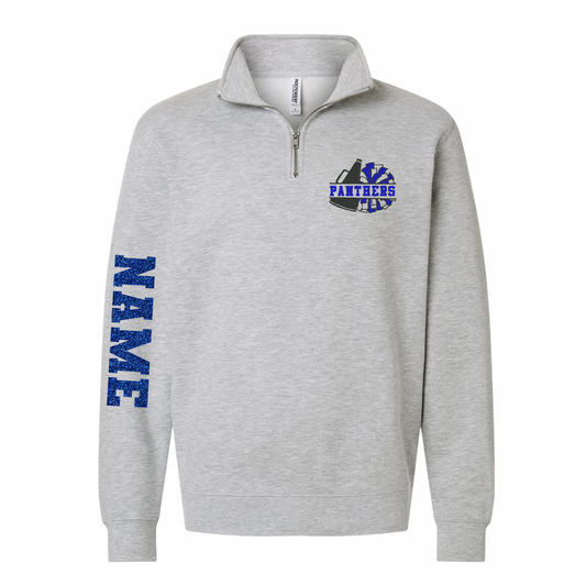 Embroidery/Glitter Personalized Panthers Quarter-zip Sweatshirt - Adult Only
